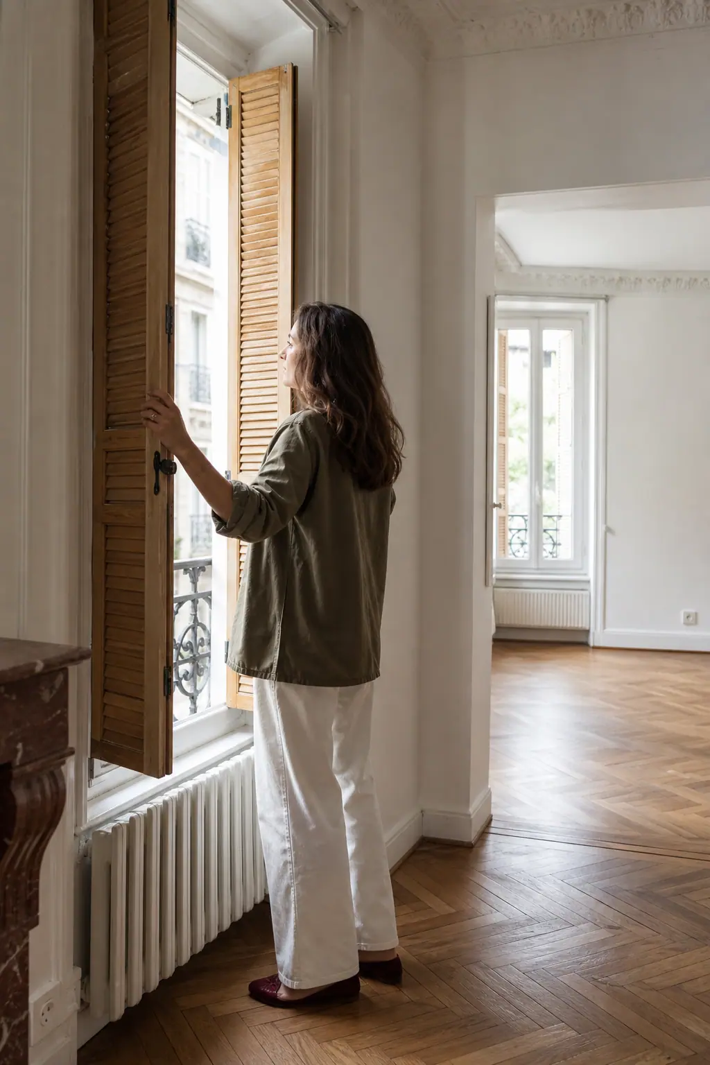 Habitante observant la lumière naturelle d’un logement
